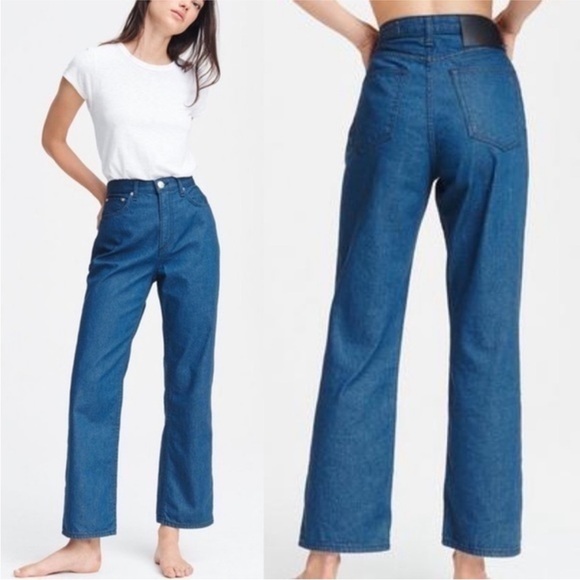 rag & bone Ruth Super High-Rise Straight-Leg Jeans in French Riviera Size 24 - Picture 1 of 15